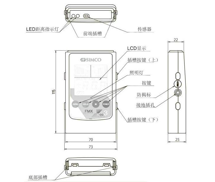 SIMCO FMX-003 静电测试仪结构图