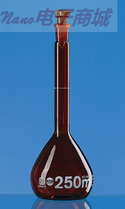 普兰德容量瓶，BLAUBRAND®, A级，500 ml，瓶口规格 19/26，玻璃瓶塞，棕色