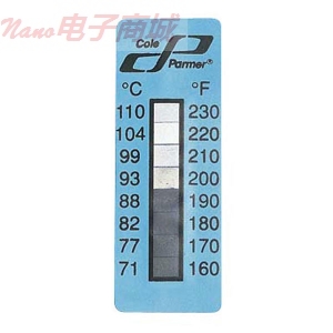 Cole-Parmer 八点温度指示标签;温度点240-310°F（116-154°C），25 PK